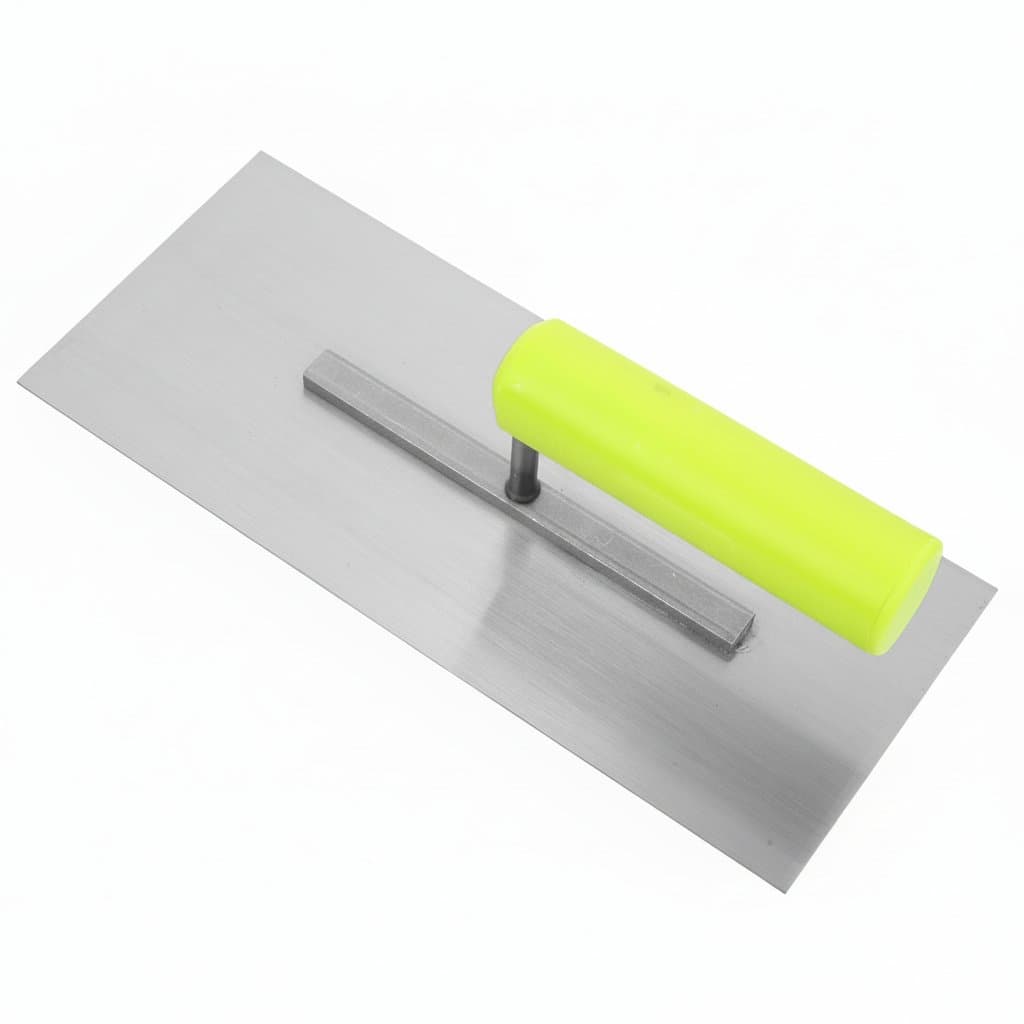 Premium stainless steel finishing trowel for concrete, plaster, and pool deck smoothing, featuring a durable rust-resistant blade and ergonomic handle.