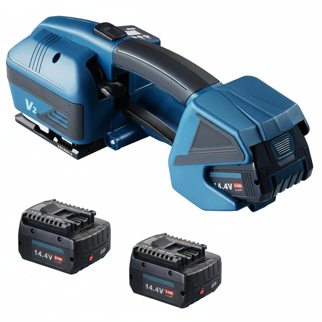 SucceBuy Electric Strapping Machine, a portable battery-powered tool for automatic banding of 0.35 inch straps.