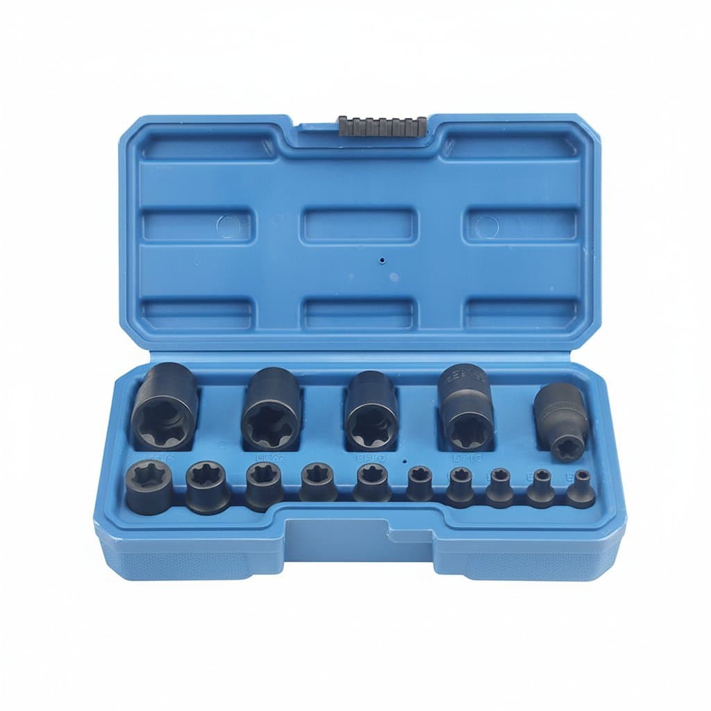 15-piece Tesla battery cover pack screw remover set with five-teeth E-shaped socket wrenches in sizes EP4 through EP24.