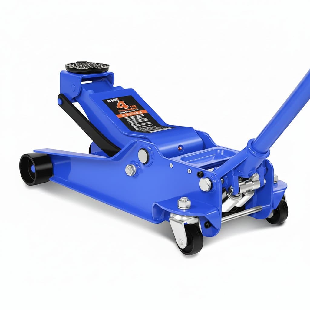 Low profile hydraulic trolley service floor jack with 4 ton 8000 lb capacity, ideal for automotive repair and tire changes.