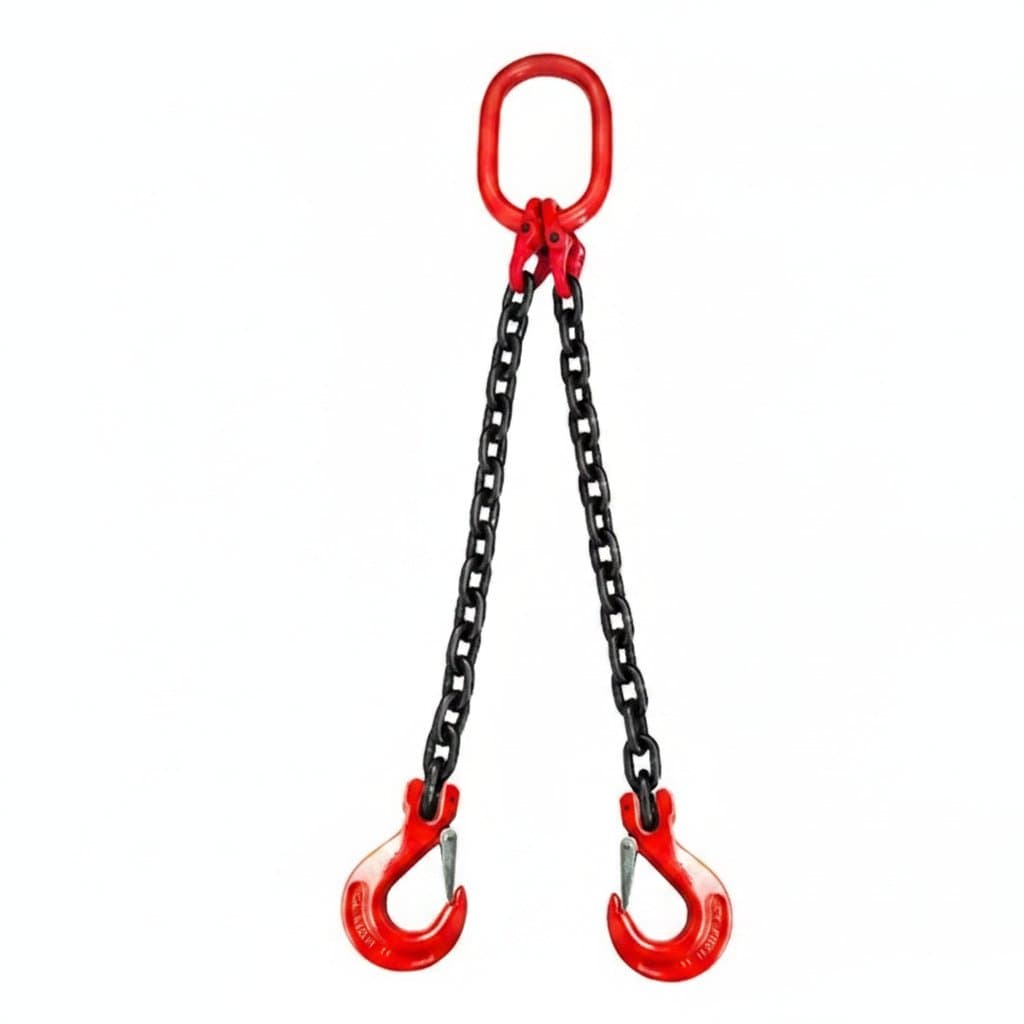 Heavy-duty four-hook lifting ring with manual chain tool and chain-type lifting bar mold, a professional combination sling for industrial material handling.