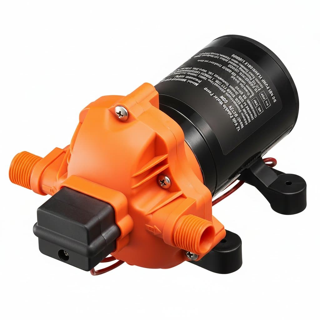 12V Diaphragm Water Pump | 1.8-5 GPM Adjustable Flow | 40-100 PSI for RV & Marine