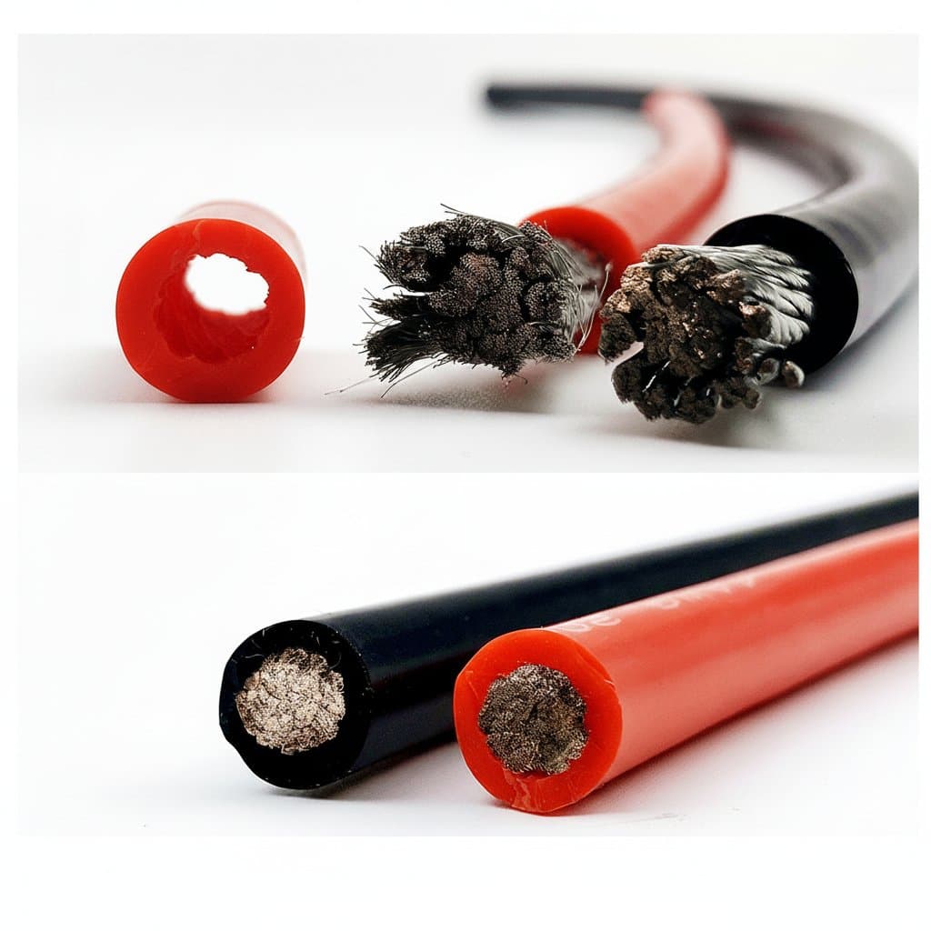 Black and red silicone electrical wire with tinned copper conductor, available in gauges 1 through 14 AWG for flexible, durable projects.