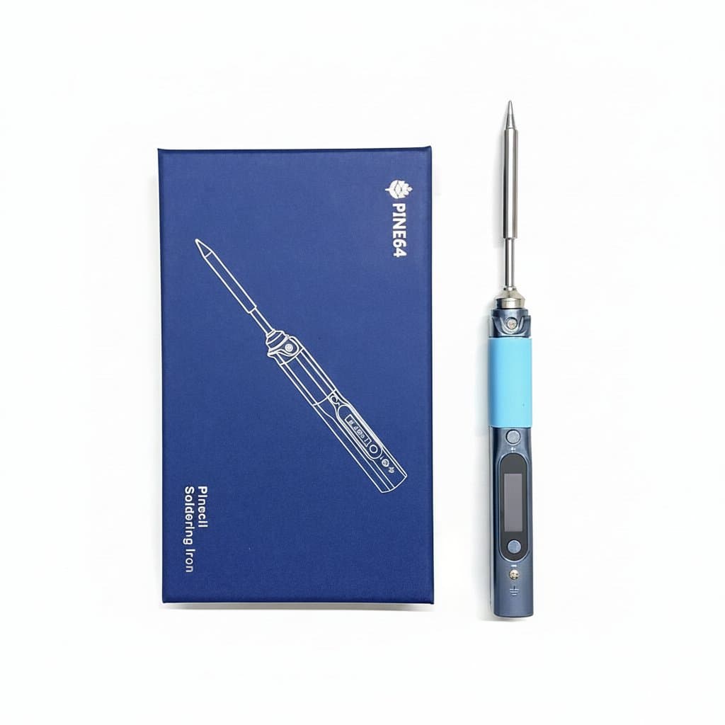 Pinecil V1 portable soldering iron with digital display, adjustable temperature control, and USB-C power for precision welding tasks.