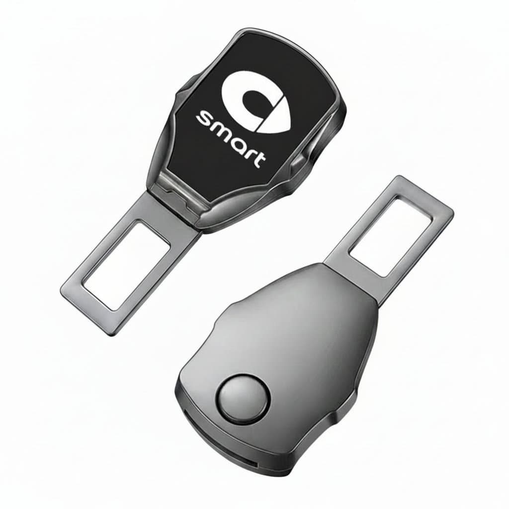 A car seat belt extender and lock buckle clip accessory for Smart Fortwo and Forfour models, enhancing safety and comfort.