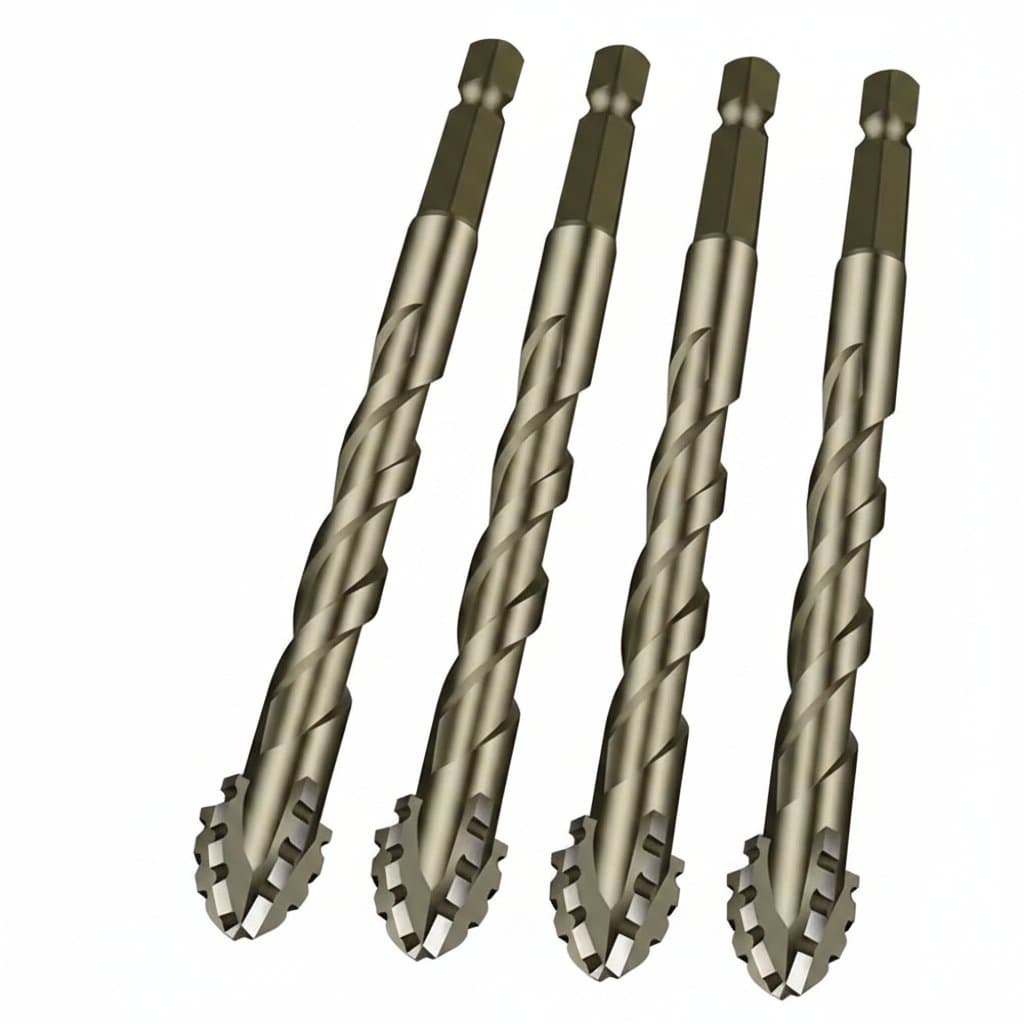 4PCS (6+8+10+12) MM Four Blade Serrated Eccentric Dry Drilling All Ceramic Tile Concrete Marble Glass Superhard Tungsten Steel D