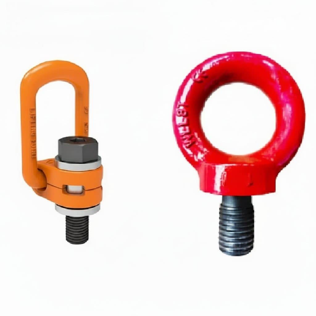 G80 side pull rotating lifting ring with 42CrMo screw point, a 0.3T to 6T universal metric die lifting buckle for industrial material handling.