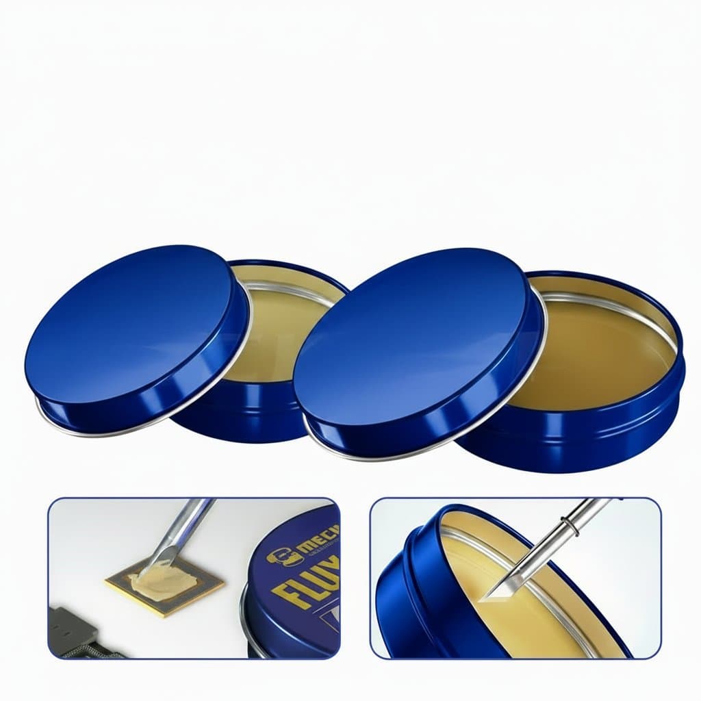 MECHANIC LEAD-Free Solder Paste with UV10, UV50, and UV80 flux for professional SMD, BGA, and PCB repair on mobile phones and electronics.