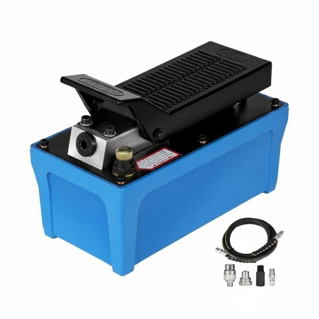 SucceBuy Air Hydraulic Foot Pump with 10000PSI capacity for heavy machinery rigging, auto repair, and industrial lifting tasks.