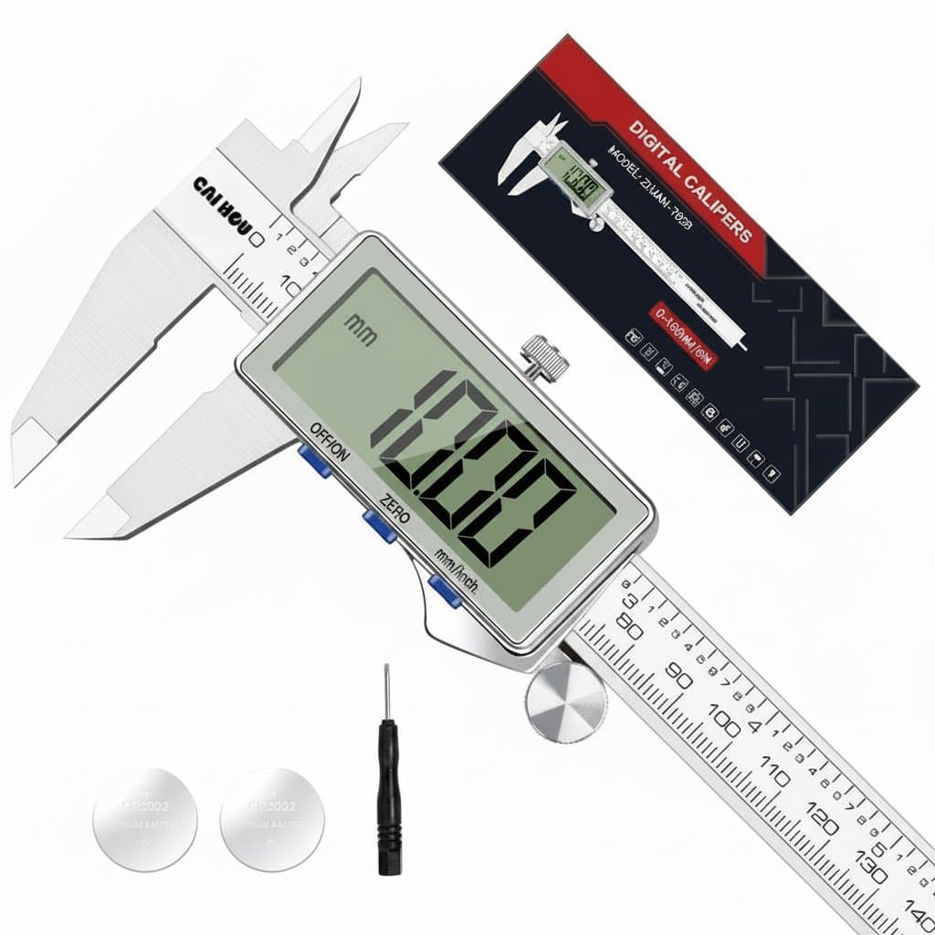 Digital Caliper | Stainless Steel 6-inch/150mm | Large LCD Screen for Easy Reading