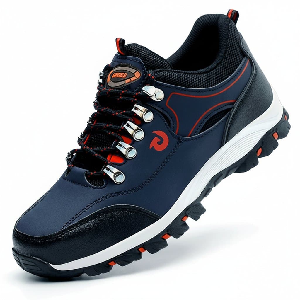 Men's steel toe cap work shoes with puncture-proof construction, suitable for construction sites and heavy-duty work environments.