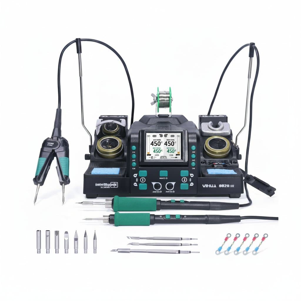 YIHUA 982D-III Precision Soldering Station with tweezers and auto calibration for SMT SMD micro component rework