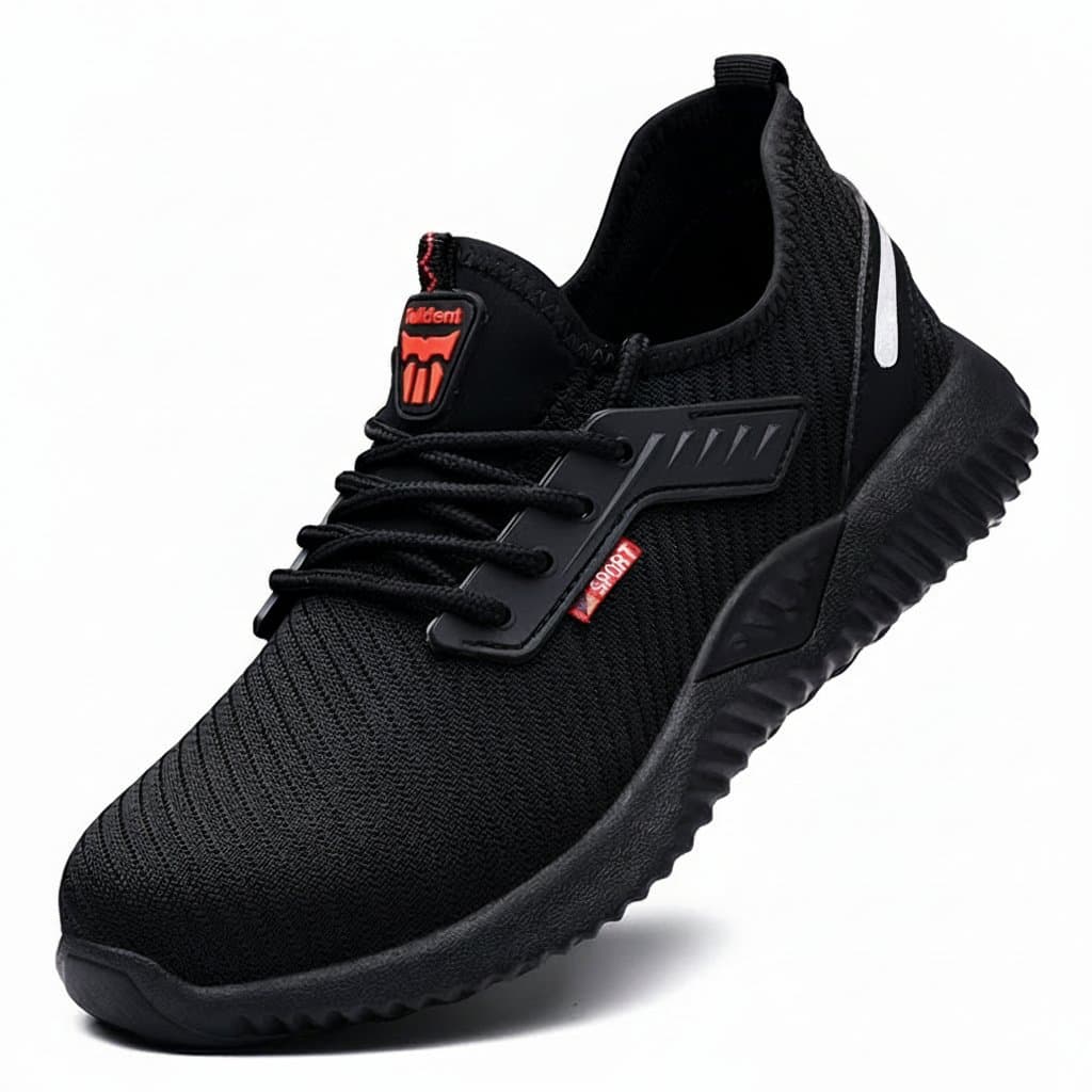 Men's steel toe safety work sneakers with puncture-proof protection, designed for tactical and industrial use with anti-smash features.