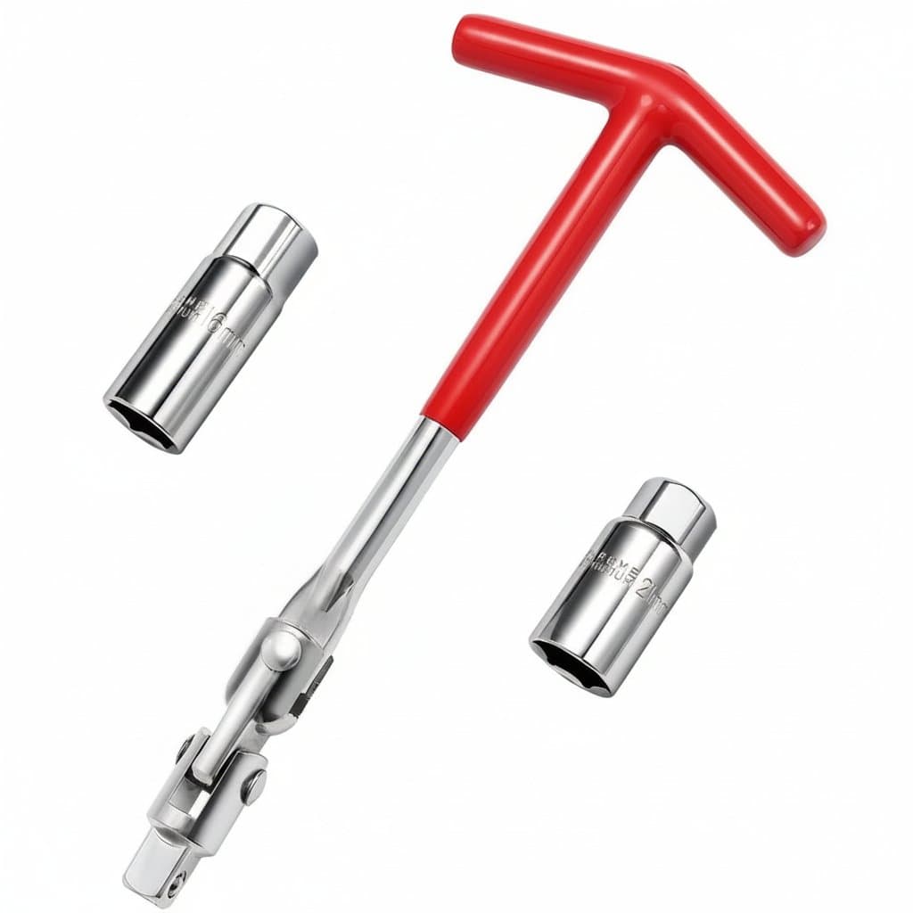 3Pcs car spark plug socket wrench set with T-handle, universal 5/8" & 13/16" auto spark plug socket tool for removal and installation.