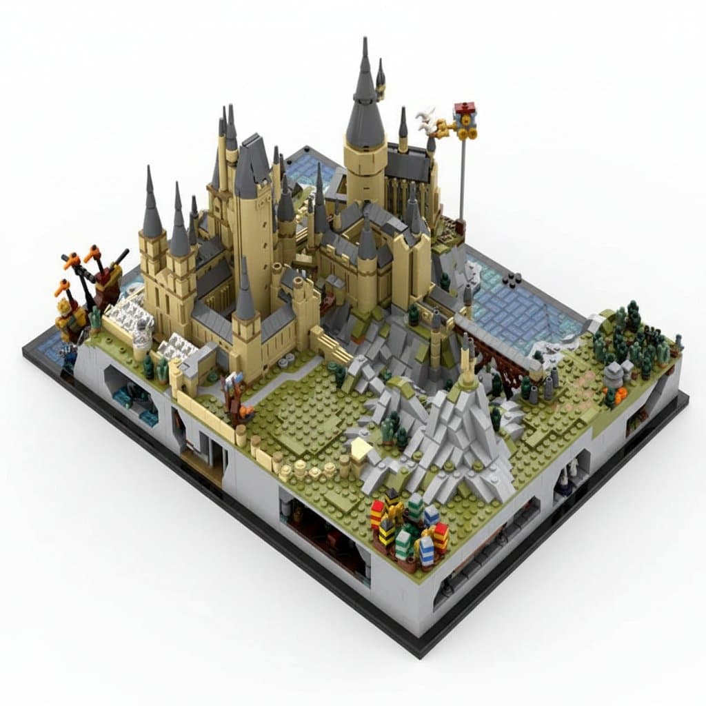 MOC-158172 Wizard Castle & Train Station Building Set | Premium DIY Model Kit