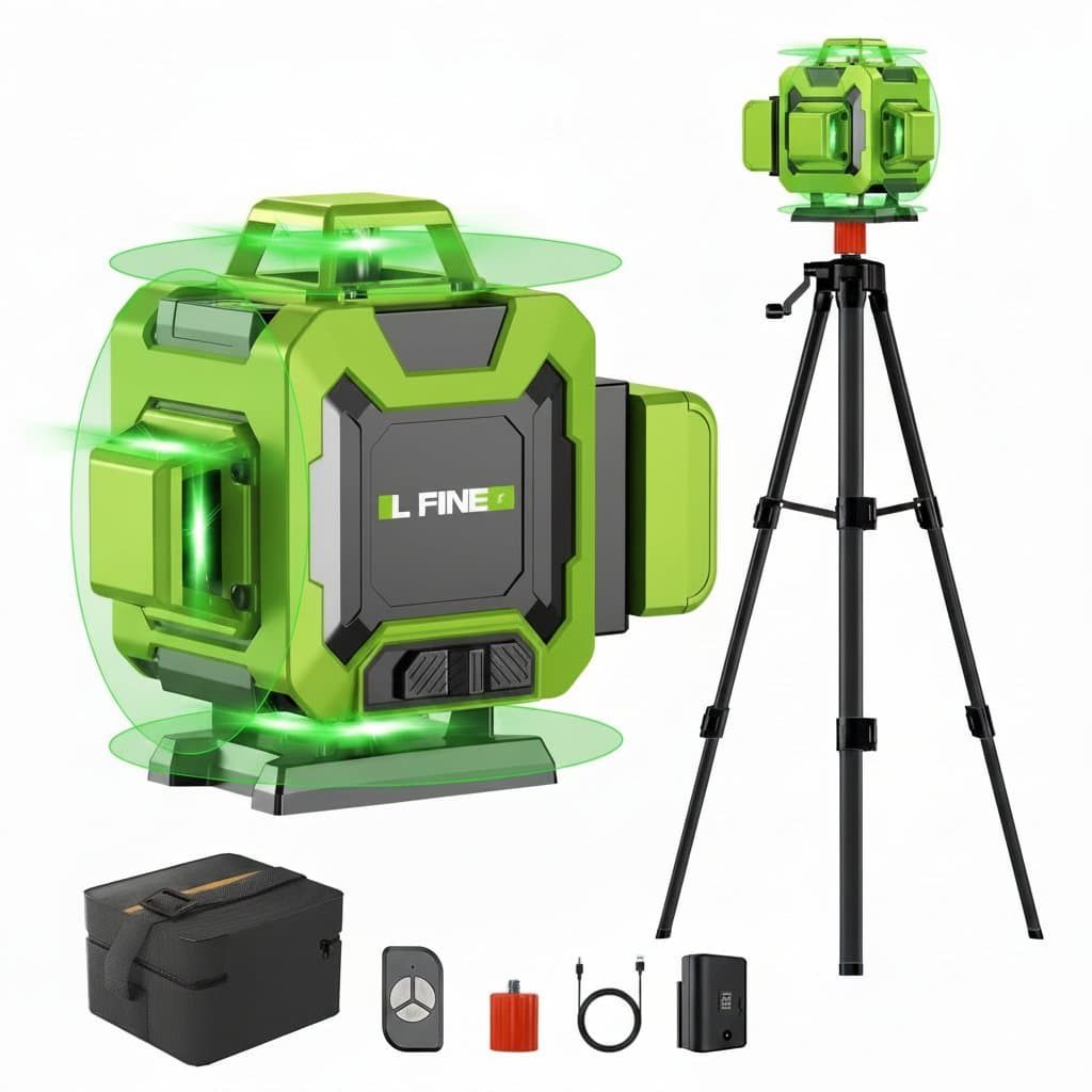 Laser Level 4D | 16 Green Lines | 360° Self-Leveling with 1M Tripod - Professional Grade Tool