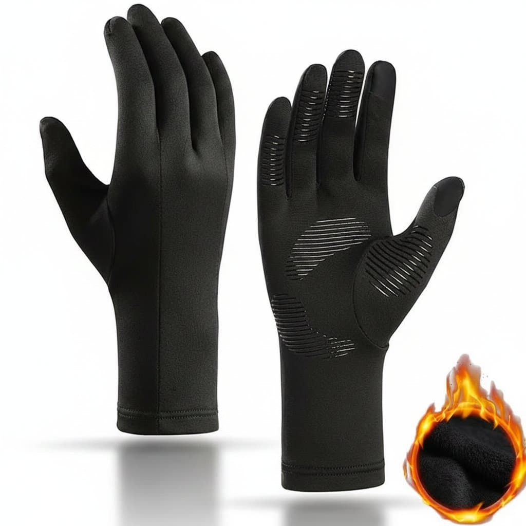 Thin lightweight liner gloves for cold weather with touchscreen capability, anti-slip proof design, and warmth for men and women.