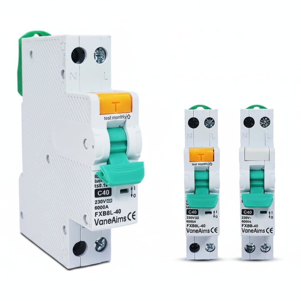 18MM 1P+N Mini Circuit Breaker MCB for household electrical panels, featuring DIN rail mounting and current ratings from 6A to 40A.