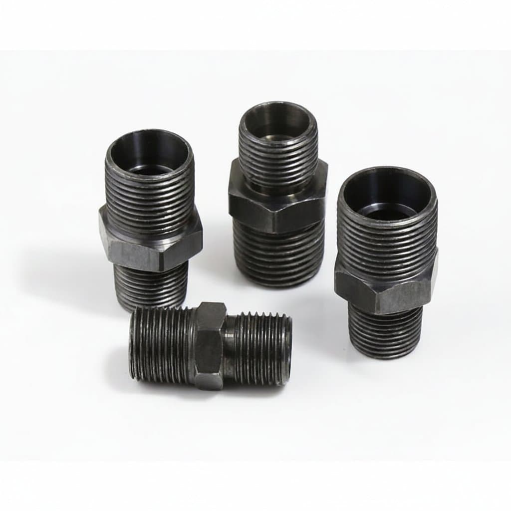 Oil tubing hydraulic adapter fittings set with carbon steel construction, featuring inch threads 1/8 to 1/2 and metric threads M14 to M20 for secure connections.