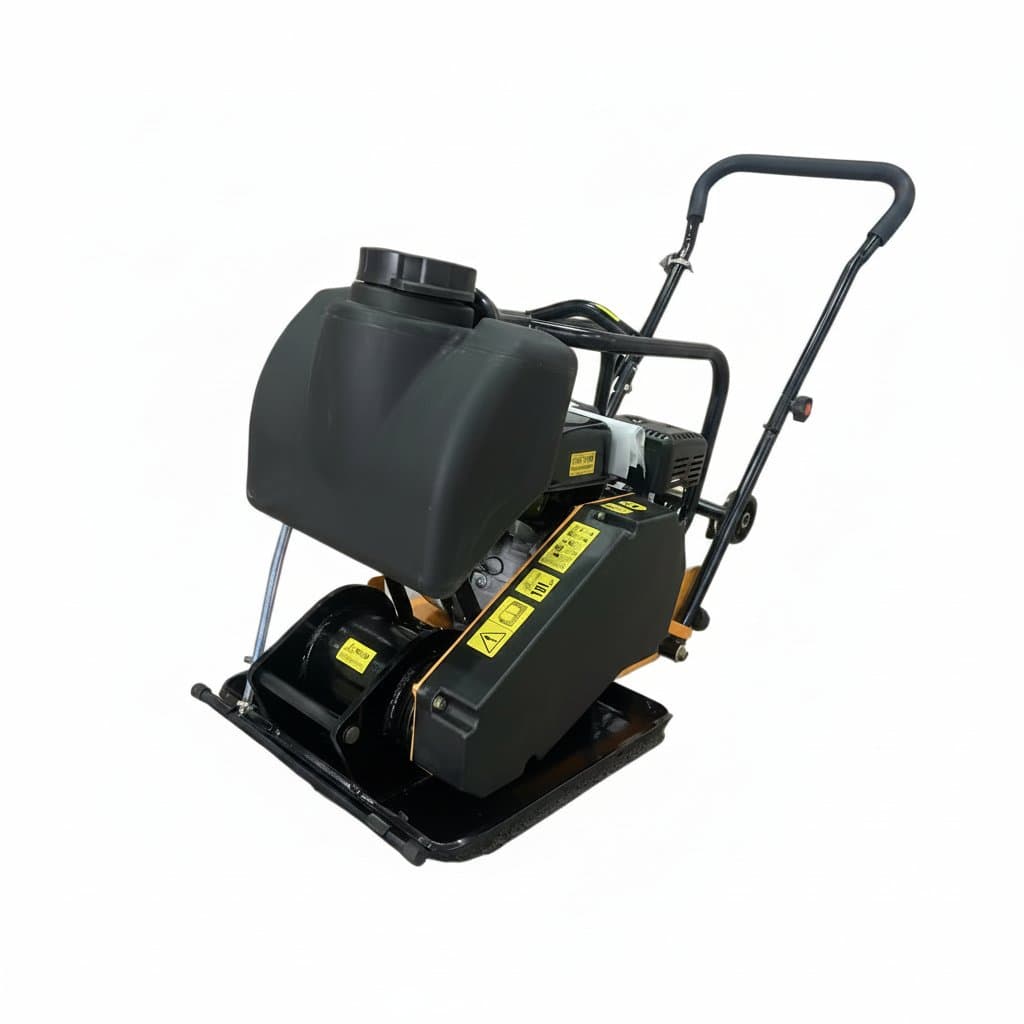 Type 150 plate compactor and concrete vibrator for compacting sand, soil, and road base materials on construction projects.