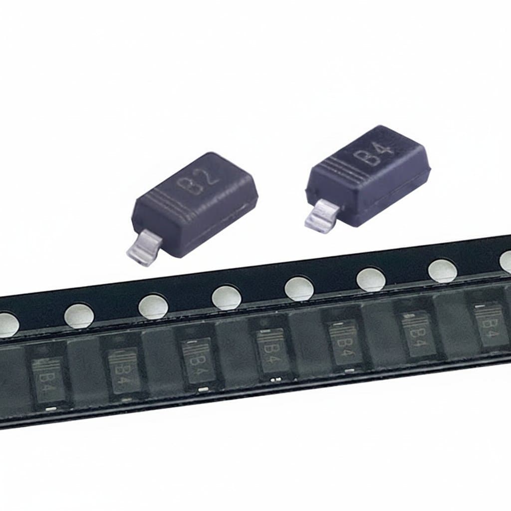 MBR0520T1G MBR0530T1G MBR0540T1G Schottky diode assortment in SOD-123 SMD package, 100 pieces on a labeled strip.