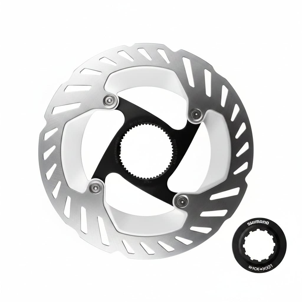 A Shimano RT CL800 Ice Technology brake rotor, designed for superior cooling and consistent braking performance.