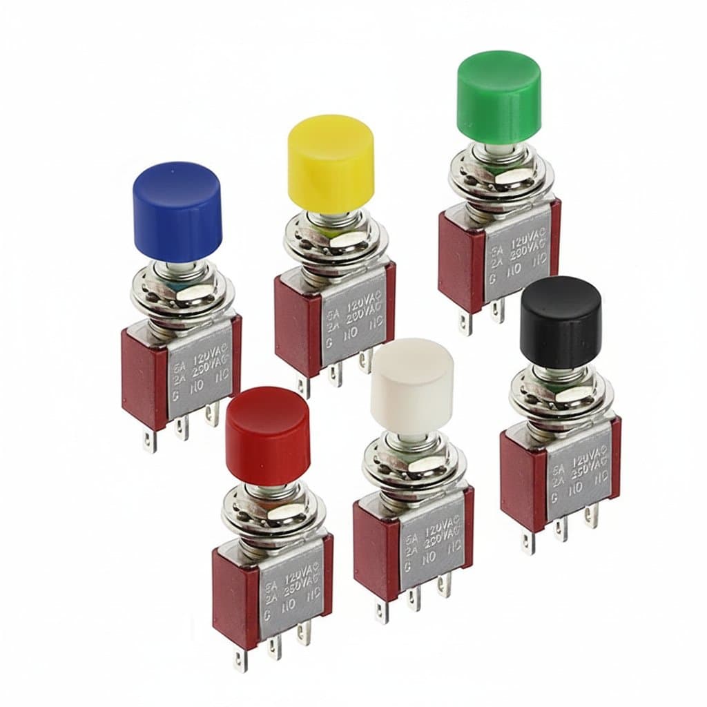 DS-612 Mini Push Button Switch | 6mm Momentary ON-(ON) | 2A 250VAC/5A 120VAC | 5-100 Pcs
