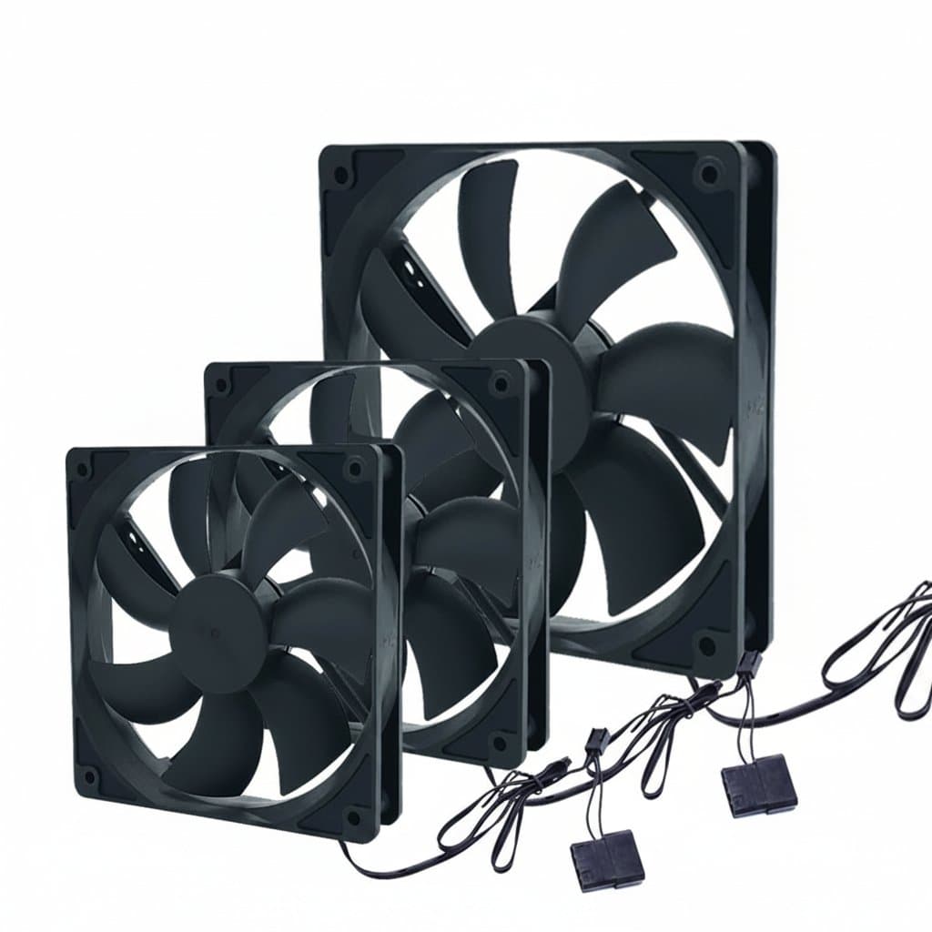 Silent 80mm 90mm 120mm PC cooling fan set for computer case, GPU, CPU cooler, and radiator with quiet operation and high airflow.
