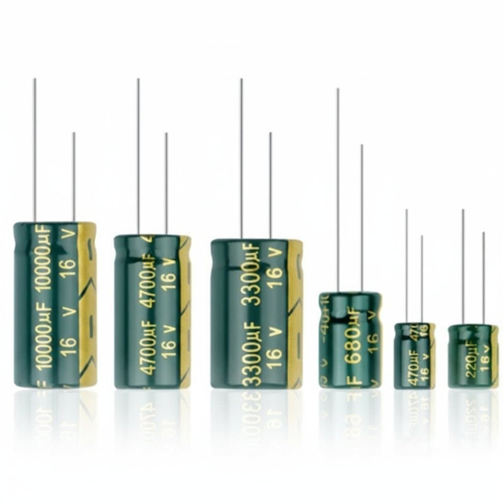 High-frequency low ESR aluminum capacitor for electronics, available in voltages from 10V to 400V and capacitances from 100uF to 3300uF.