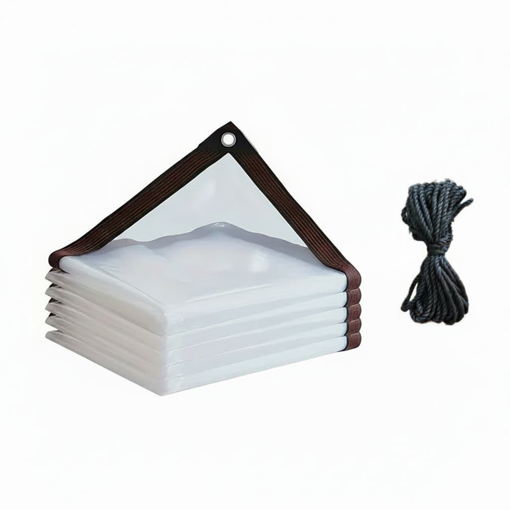 Tarpaulin sheet, blue, folded neatly.