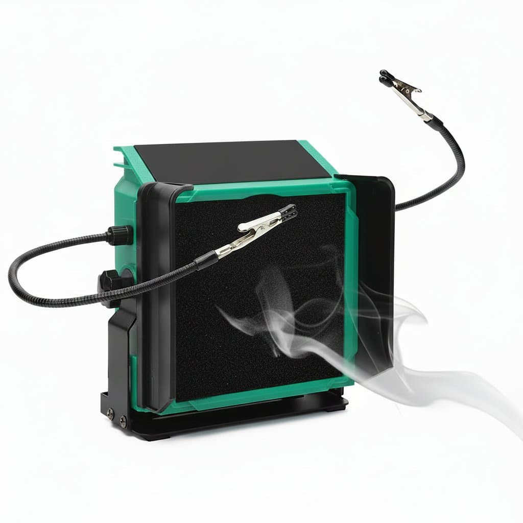 Soldering Fume Extractor | Smoke Absorber with Carbon Filter | 2 Adjustable Helping Hands - Professional Grade Tool