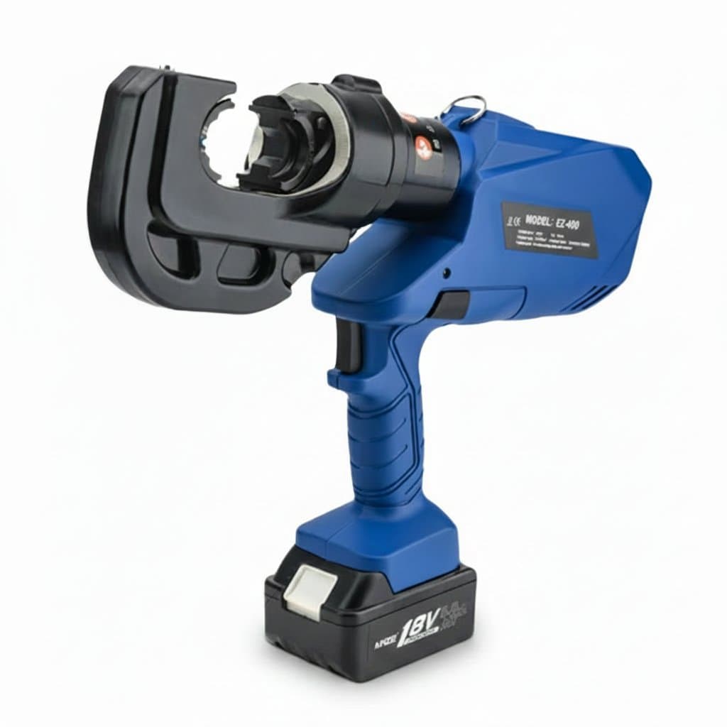 Electric hydraulic pliers for crimping large power cable terminals up to 240mm², featuring a durable aluminum body and ergonomic handles.