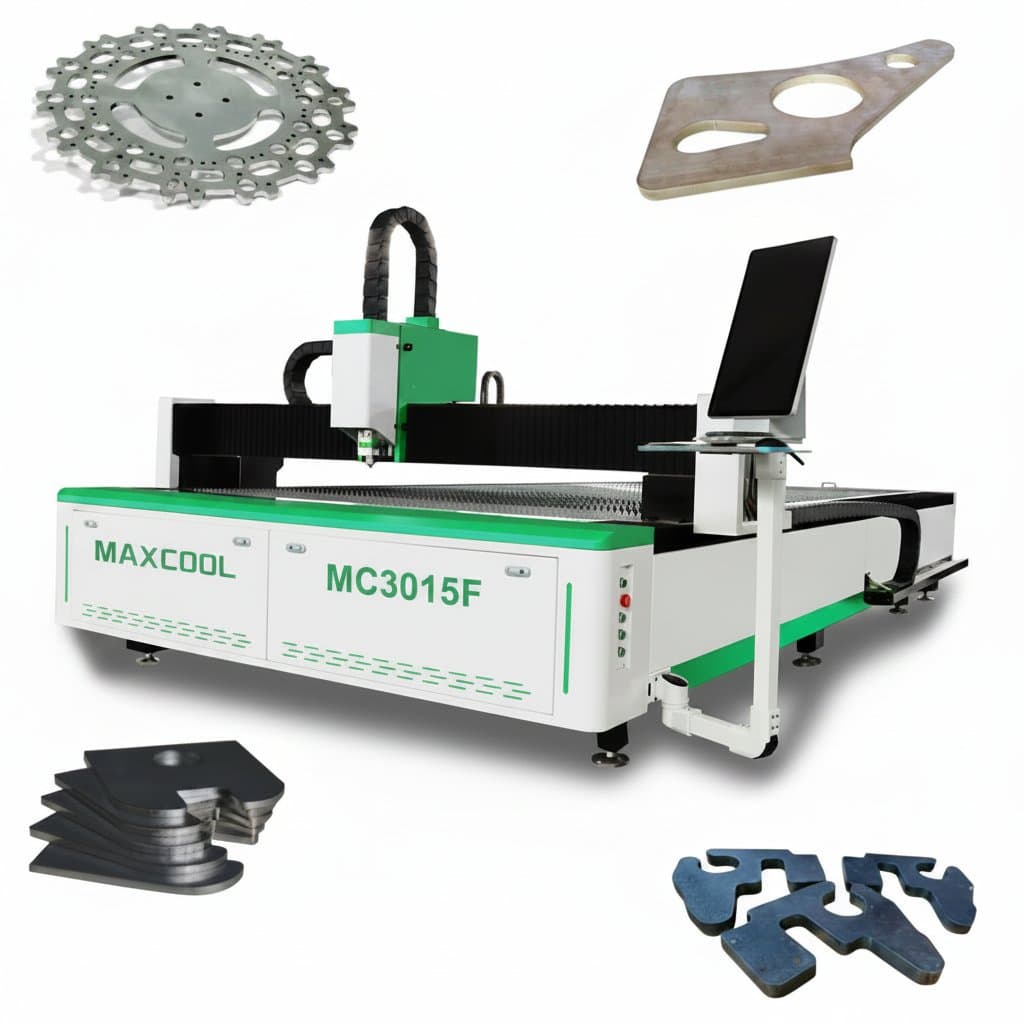 High-power fiber laser cutting machine engraving stainless steel advertising letters with precision.