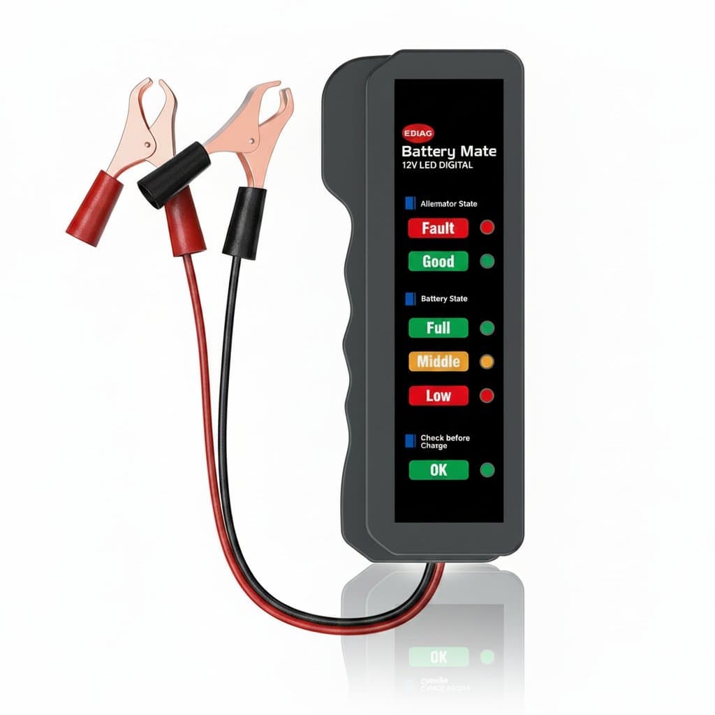 12V Car Battery Tester | Digital Alternator & Battery Analyzer | 6 LED Display