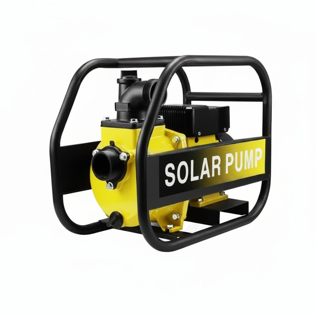 1 HP solar-powered self-priming centrifugal water pump for irrigation, a DC shallow well portable booster pump operating on solar energy.