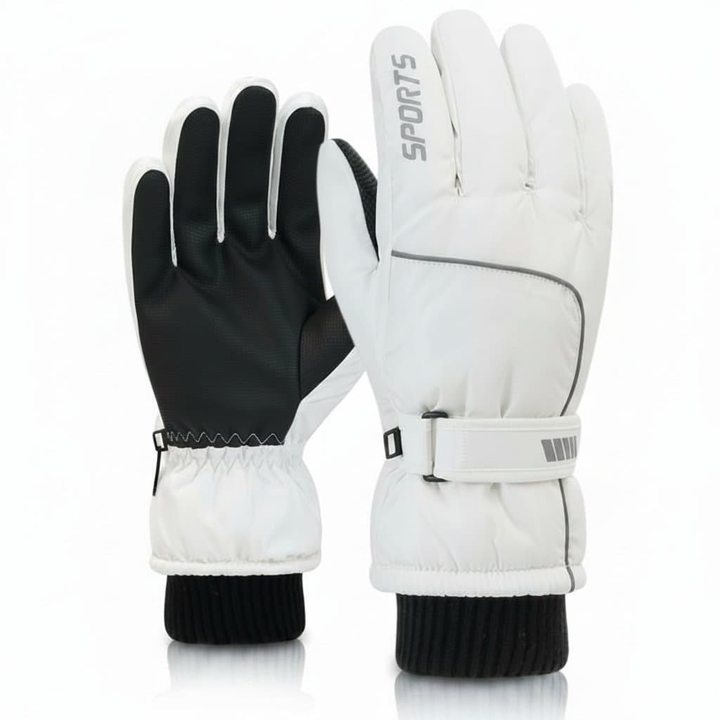 Professional winter skiing gloves for men and women, waterproof and thermal with touchscreen compatibility for snow sports.