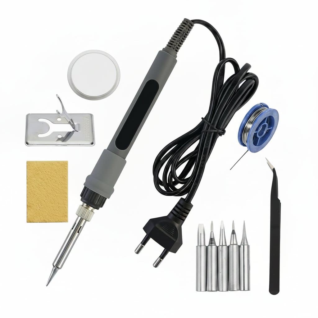 80W LCD Digital Soldering Iron with adjustable temperature control from 200°C to 450°C, featuring a comfortable grip and EU plug for precise welding and repair work.