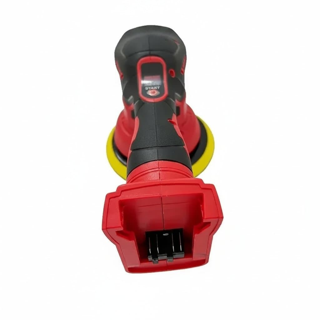 Milwaukee cordless car polisher with 8 adjustable speeds for waxing, sanding, sealing, and glaze application on automotive surfaces.