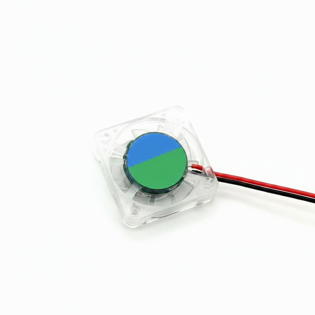 Hydraulic Bearing 2510 cooling fan for graphics card and M.2 SSD, 25x25x10mm size with LED, compatible with 5V, 12V, and 24V power.