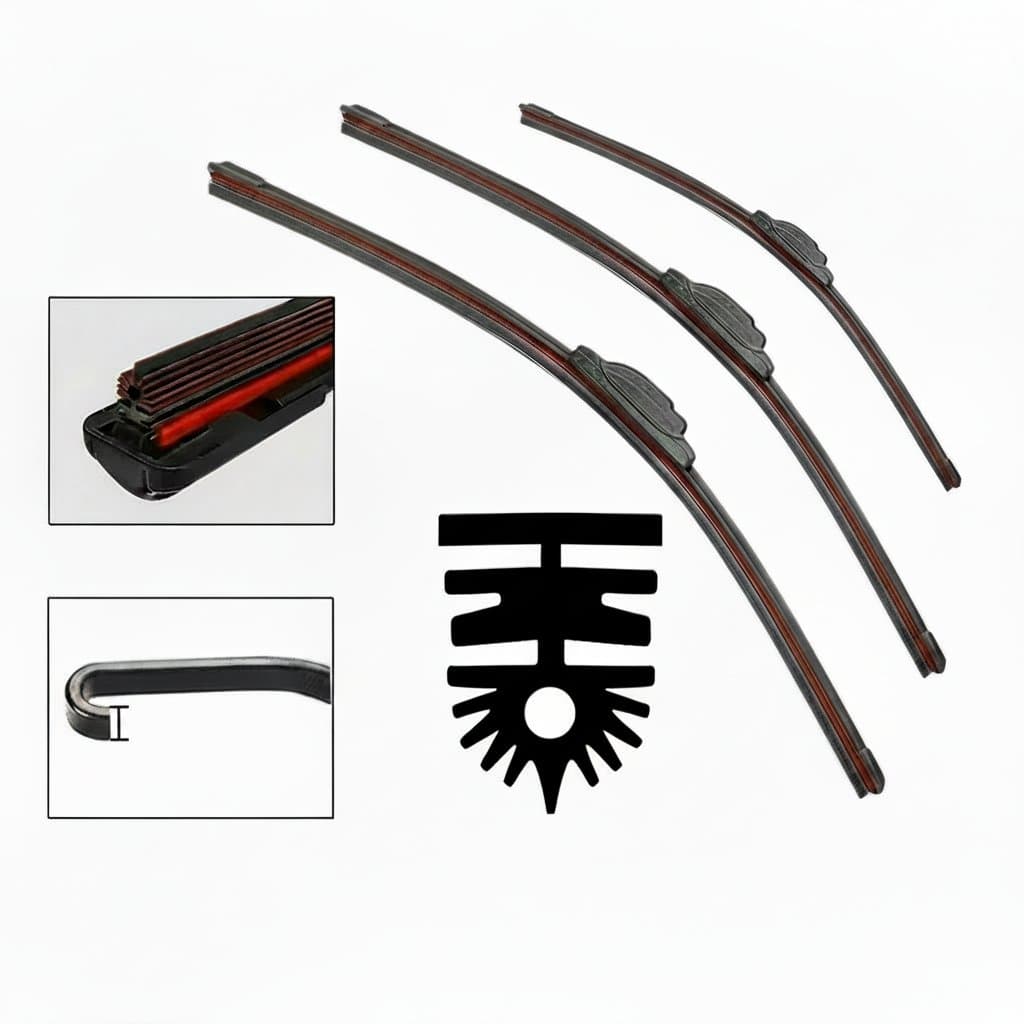 A single 11-layer rubber strip J/U-shaped wiper blade, available in sizes including 26 inch wiper blades for automotive parts.