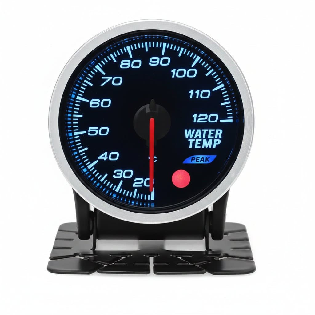A 52mm car fuel pressure gauge with 8 adjustable colors, suitable for various automotive needs.