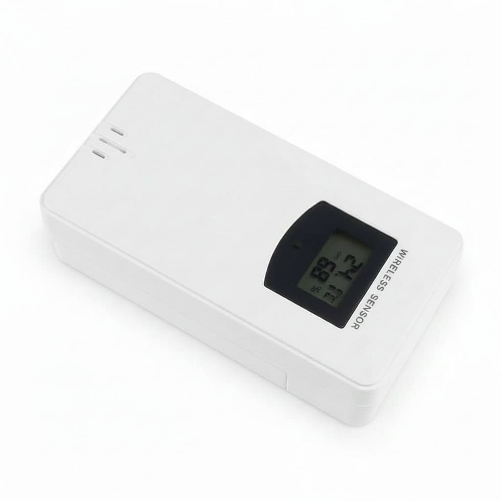 Wireless outdoor/indoor transmitter with temperature and humidity meter, functioning as a hygrometer thermometer compatible with FanJu systems.