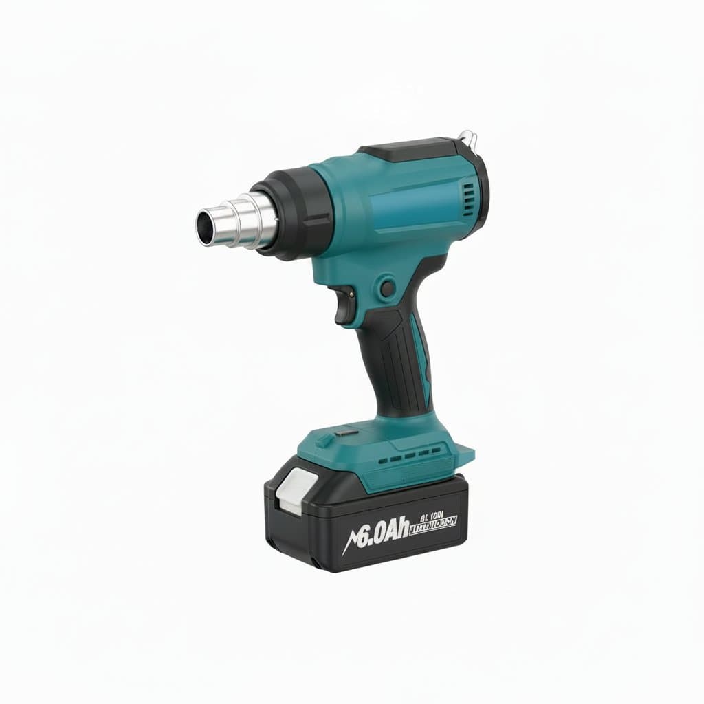 Cordless heat gun, side view.