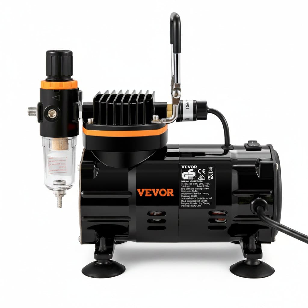 Professional dual-action airbrush kit with 120W electric spray gun for art, nail design, makeup, and model painting, includes multiple accessories.