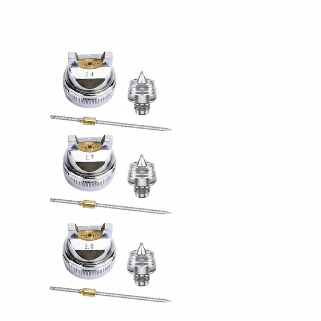 RONGPENG HVLP paint spray gun nozzle kit with 1.4mm, 1.7mm, and 2.0mm sizes for H-827 airbrush pneumatic tools.
