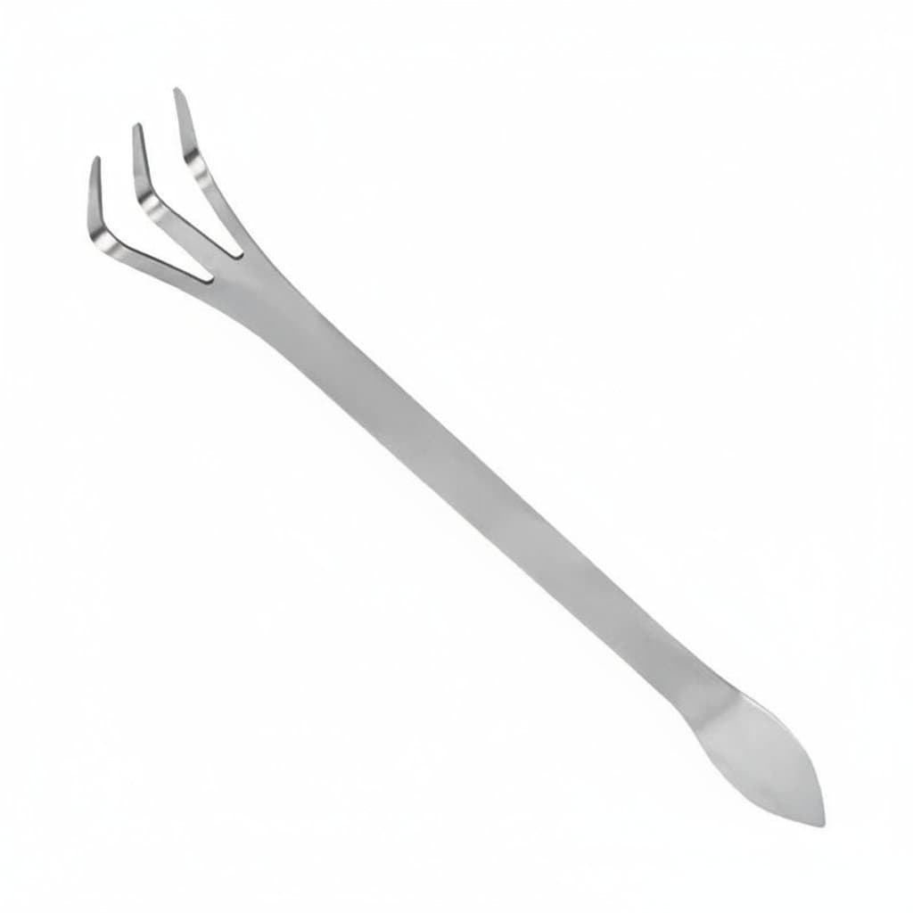 22cm stainless steel root rake with three prongs for loosening soil in bonsai and potted plants, rustproof and handheld.