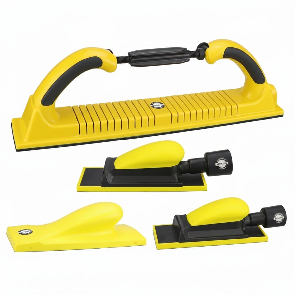HIFESON handheld sander and polisher with dust extraction, a manual sanding block tool for grinding metal and woodworking projects.