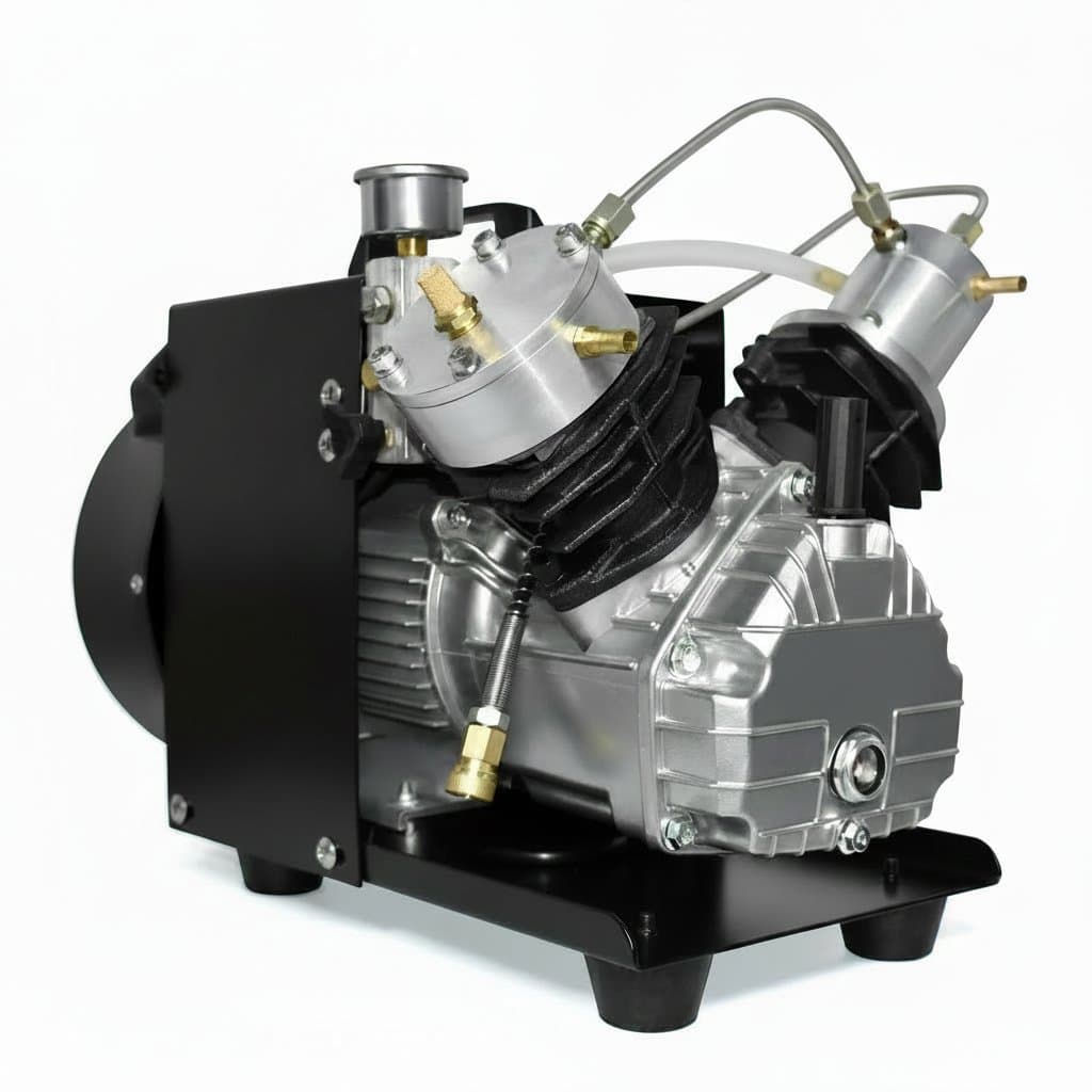 TUXING TXEDM041 portable high-pressure air compressor rated for 300Bar/4500PSI, designed for PCP rifles, paintball, and scuba diving with 6.8L tank.