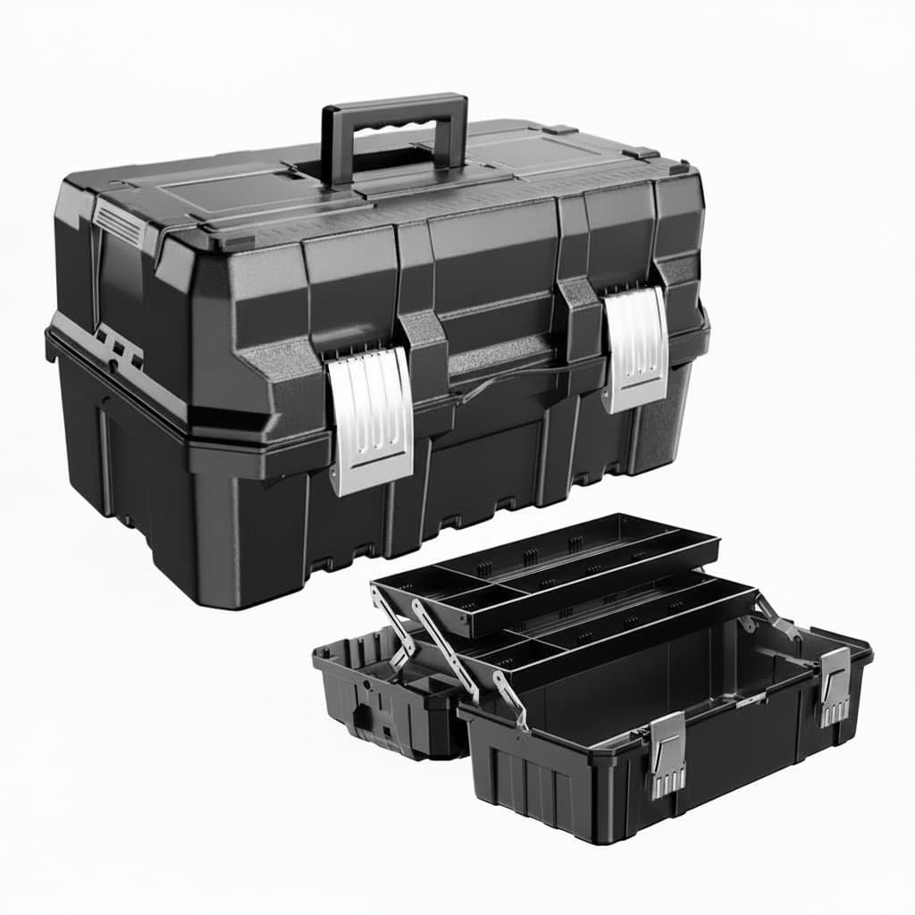 Multifunctional plastic ABS tool storage box with handle, featuring thickened construction and portable organizer design.
