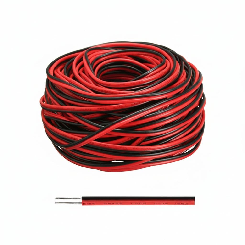 22AWG LED Strip Extension Cable | 20m Red/Black Tinned Copper Wire | PVC Insulated